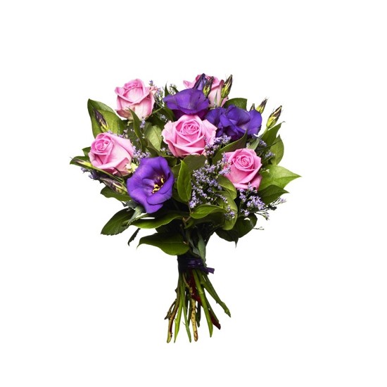 A bouquet with roses and eustoma