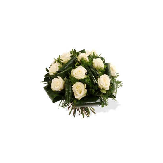 Funeral bouquet of white roses
