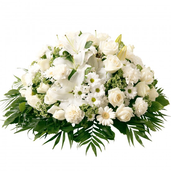 Funeral cushion of white flowers