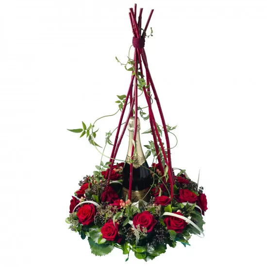 Aranżacja w czerwieni z szampanem