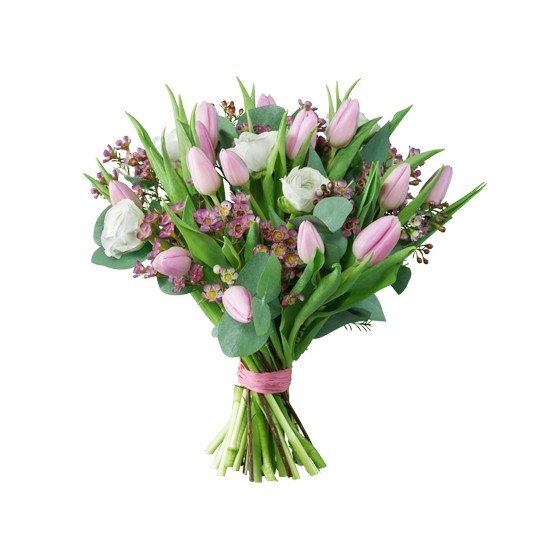 Bukiet różowych i białych tulipanów