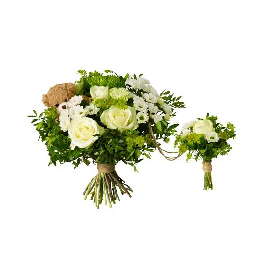 Babybirth bouquet with teddy bear