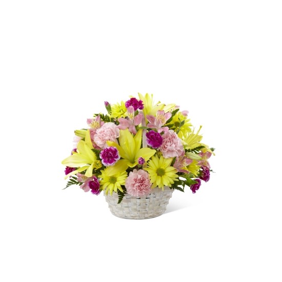 Bukiet kwiatów mieszanych w koszyku 