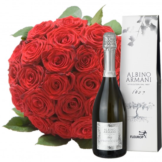 Pearl of Roses in Red with Prosecco Albino Armani DOC (75cl)
