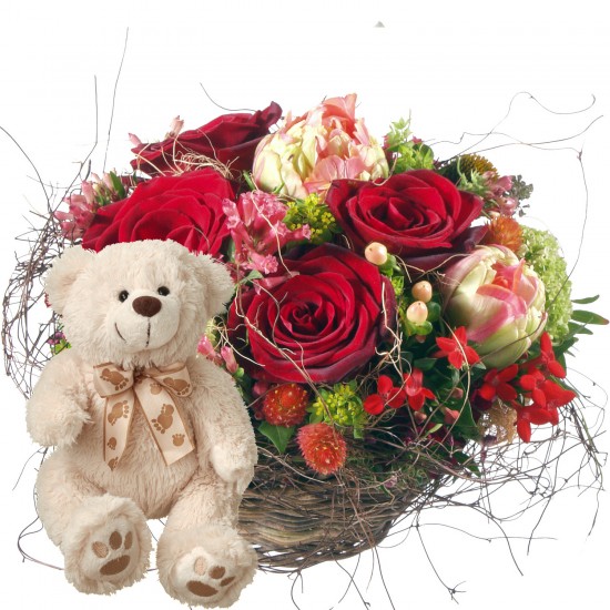 For my Darling, with teddy bear (white)