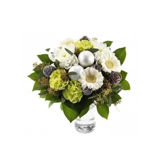 Christmas bouquet with christmas bauble