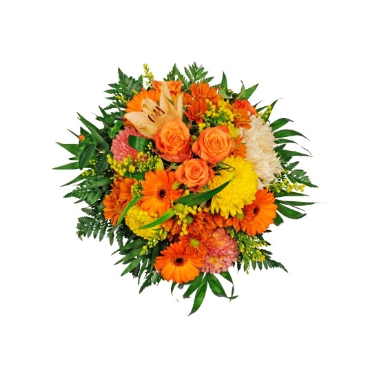 Round MCF only orange/yellow/creme - with roses/gerberas/lilies etc.