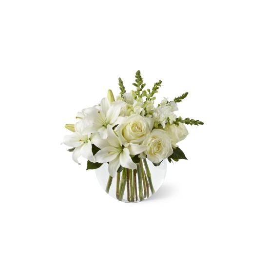 Kompozycja białych kwiatów (zawiera wazon)