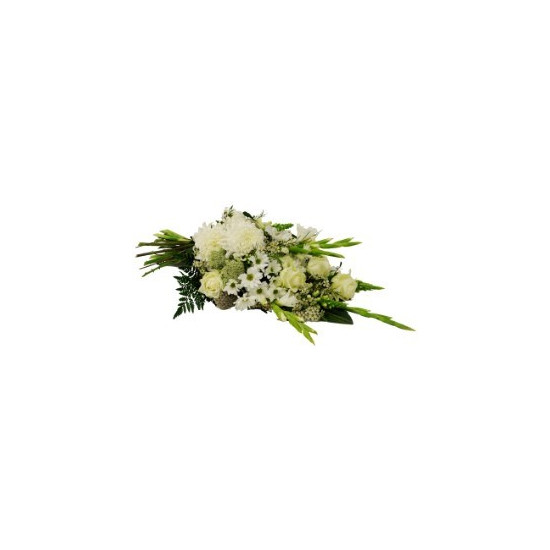 Elegant sympathy Spray / Sheaf in WHITE only (lilies/roses etc...)