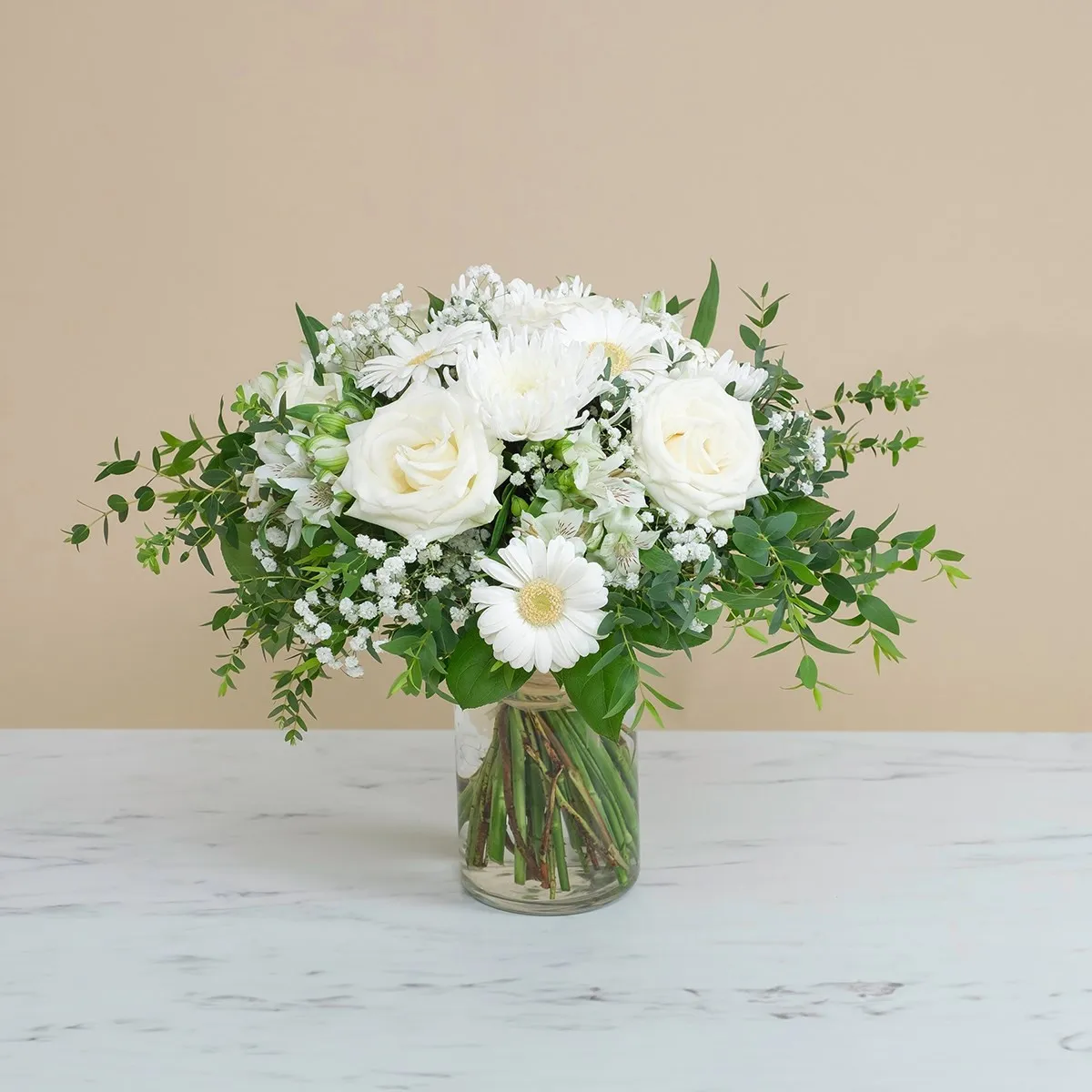 Funeral bouquet with roses and gerberas - Spain
