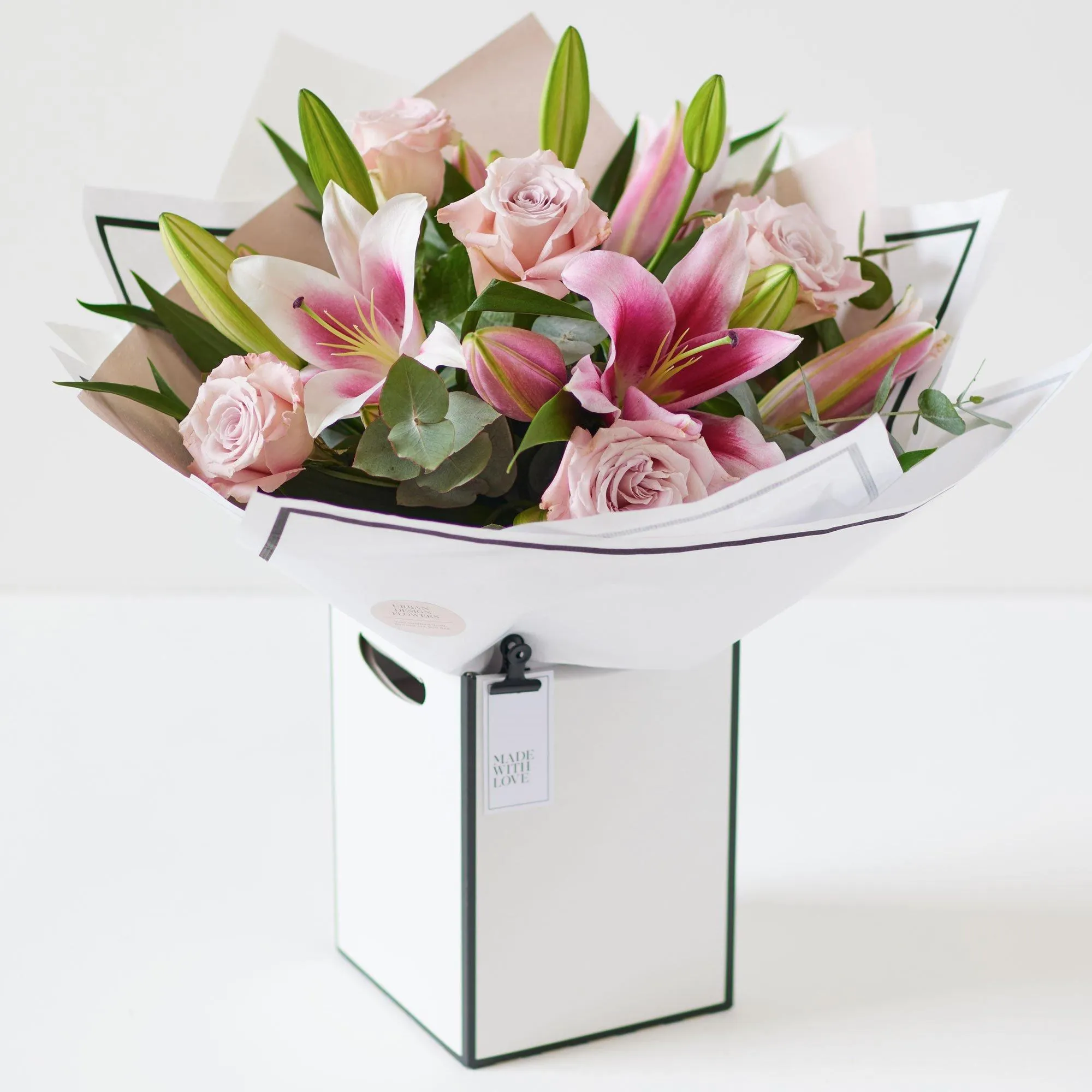 Beautifully Simple Pink Rose And Lily Bouquet. - United Kingdom