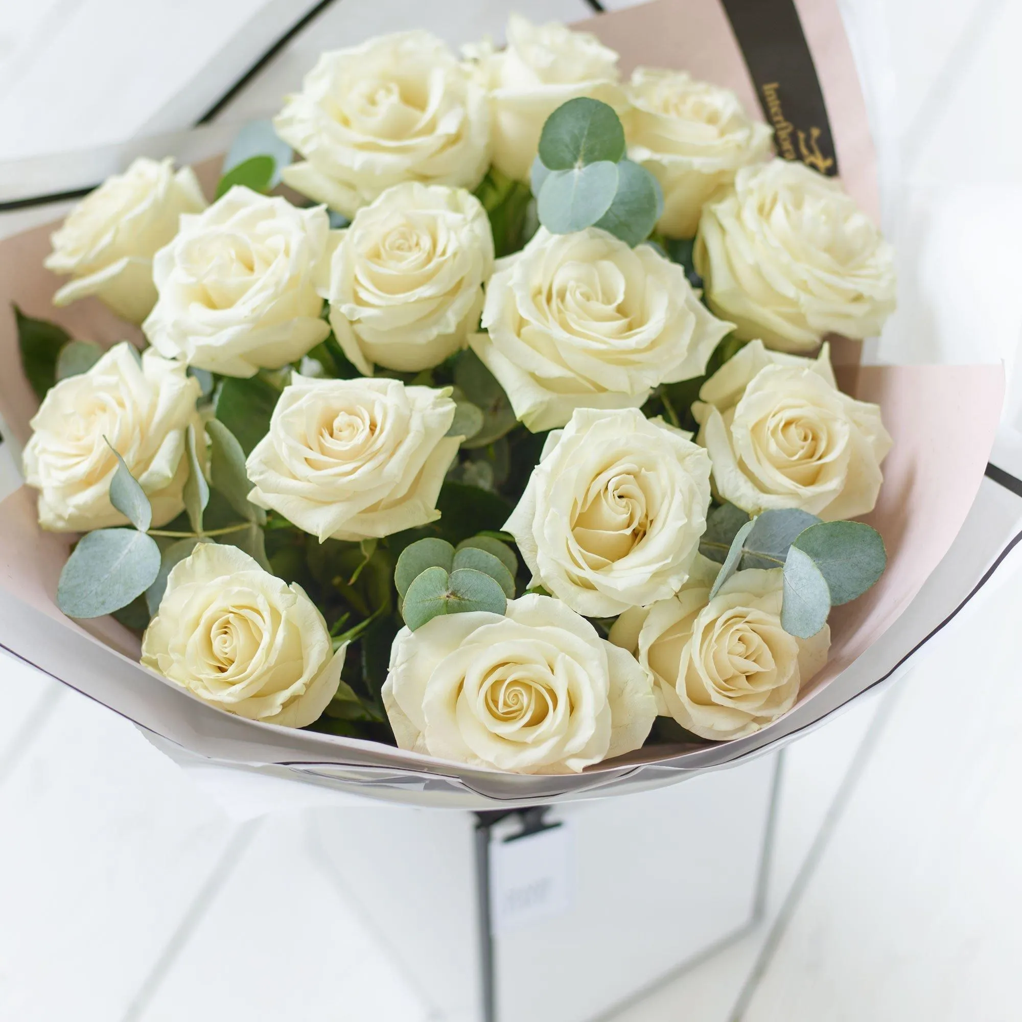 Beautifully Simple White Rose Bouquet. - United Kingdom