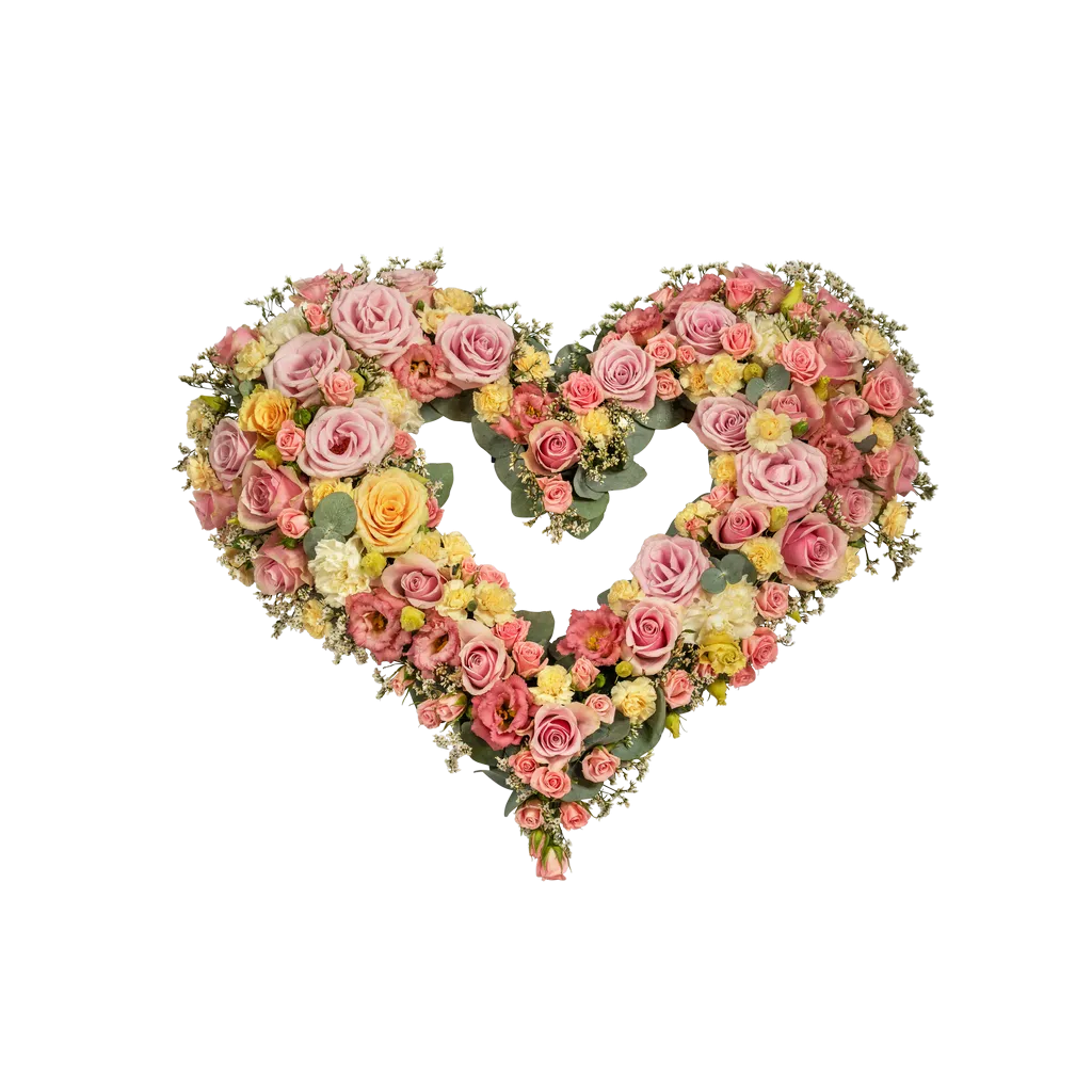 Serce pogrzebowe pastelowe ze wstążką 248034