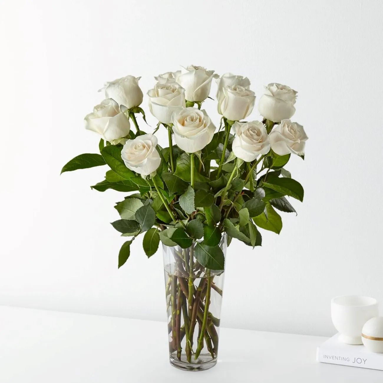 12 Long Stem White Rose Bouquet