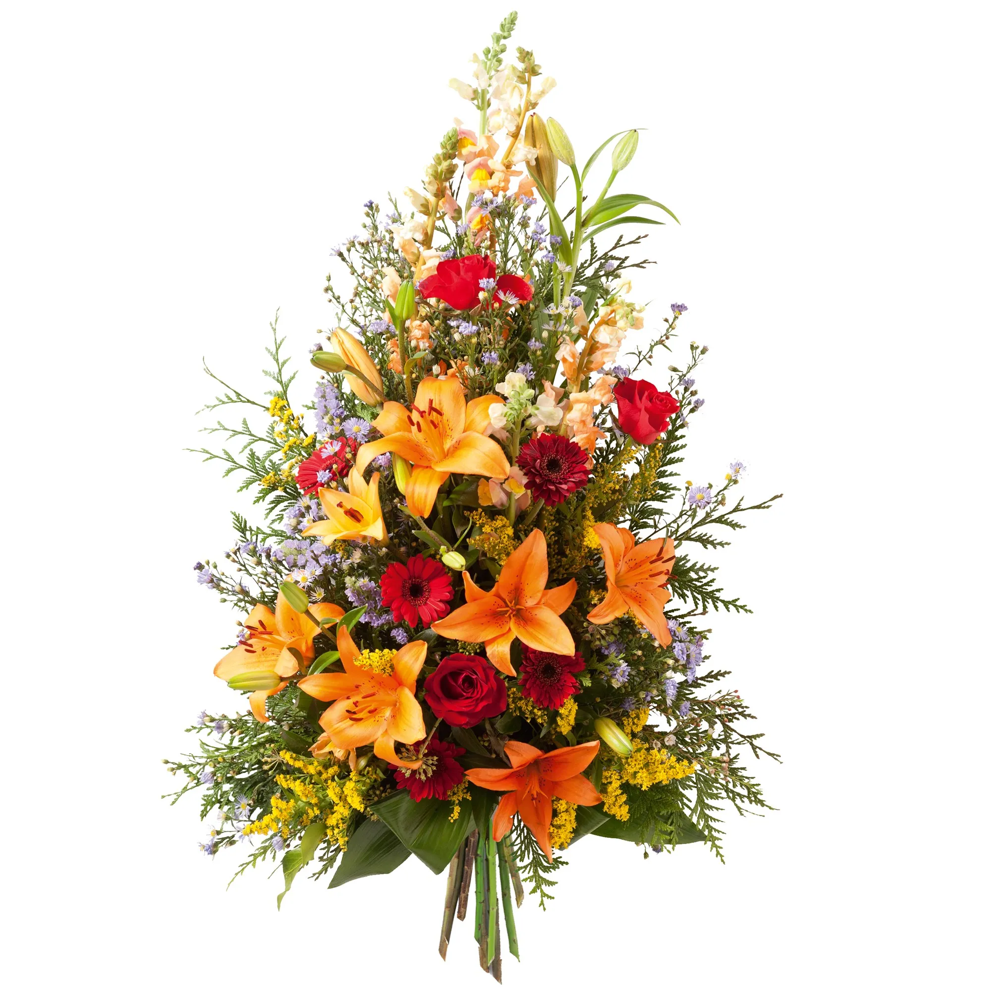 Funeral sheaf in red and orange colours