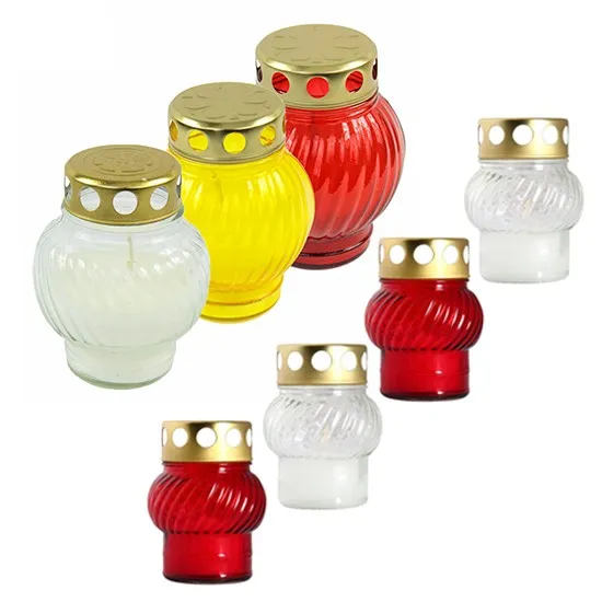 A set of 7 grave candles, small and large grave candles, grave candles