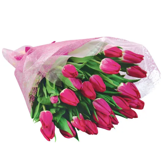 kwiaty moje kochanie, bukiet tulipanów, 25 różowych tulipanów, bukiet w różowej owijce