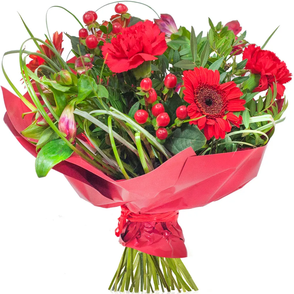 Bukiet my love, kwiaty na walentynki, czerwone gerbery i goździki 