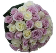 Bridal White and Lilac Roses bouquet - Israel