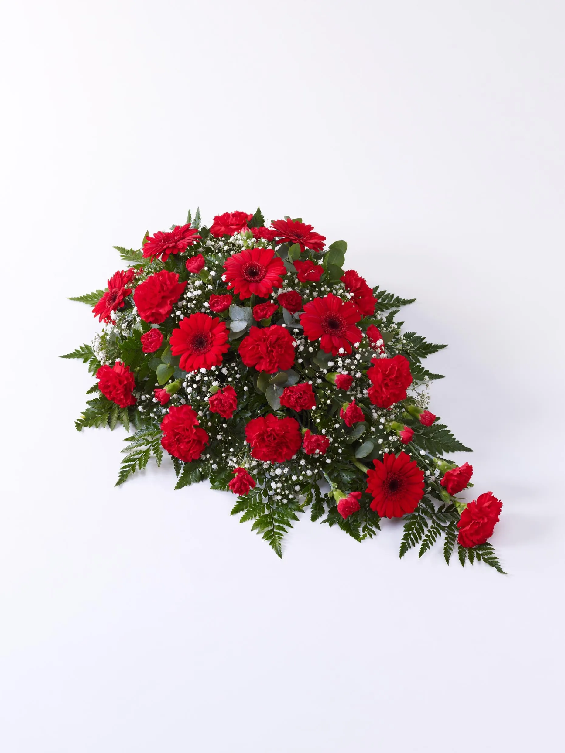 Carnation and Germini Teardrop Spray  Red