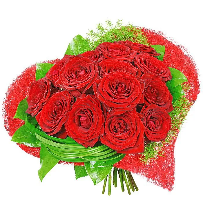  Bouquet passionate moments, 15 red roses with decorative greenery in flange, love bouquet