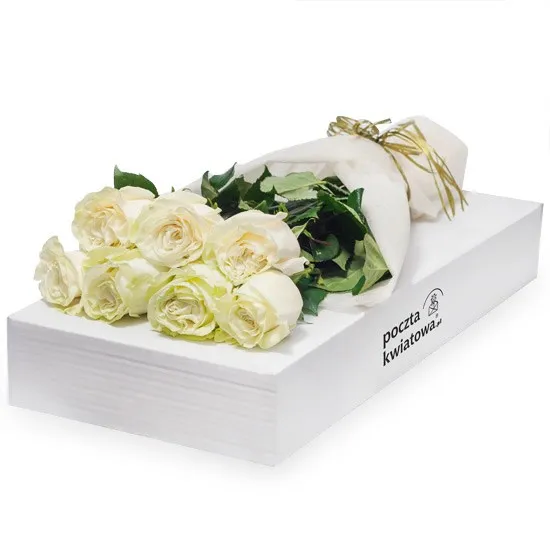 7 White Roses Poczta Kwiatowa White Flowers Courier Delivery