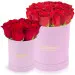 Red roses in a pink box