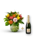 Colorful bouquet with Champagne