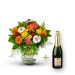 Colorful bouquet with Champagne