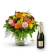 Colorful bouquet with Champagne