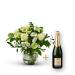 Stylish white bouquet with Champagne.