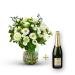 Stylish white bouquet with Champagne.