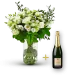 Stylish white bouquet with Champagne.