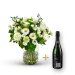 Stylish white bouquet with Cava