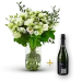 Stylish white bouquet with Cava
