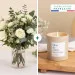White and green bouquet and candle - Vert coton