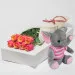 7 tea roses with pink elephant