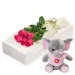7 pink roses with pink elephant