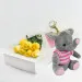 7 yellow roses with pink elephant