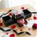 Eternal rose in a box with a chocolate