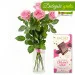 5 pink roses with chocolate