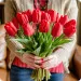 21 red tulips 