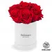 Wieczne czerwone róże w białym pudełku