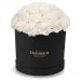 White carnations in a black box