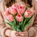 Bukiet 9 różowych tulipanów