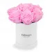Wieczne różowe róże w białym pudełku