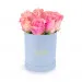 Pink roses in a blue box