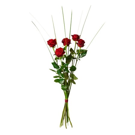 czerwone róże, 5 czerwonych róż, bukiet z róż, kwiaty z dostawą, kwiaty do szwecji