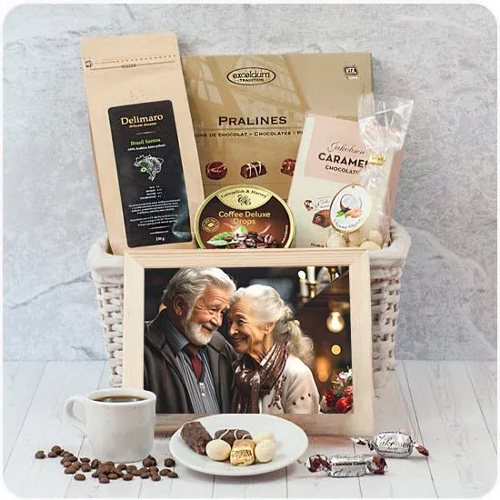 Gift with a photo Austria - Poczta Kwiatowa® sweet gift set in a basket with a photo 