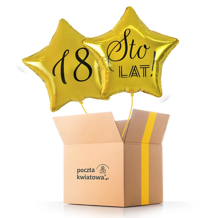 18 - One Hundred Years! - Golden set of helium balloons - Poczta Kwiatowa®